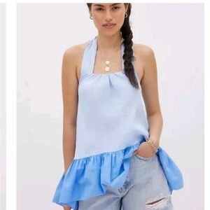 Sachin & Babi X Anthropologie Linen Halter Blouse Size Large